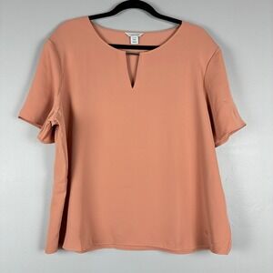 Calvin Klein Womens Blouse XL Toggle Keyhole Minimal Chic Quiet Luxury